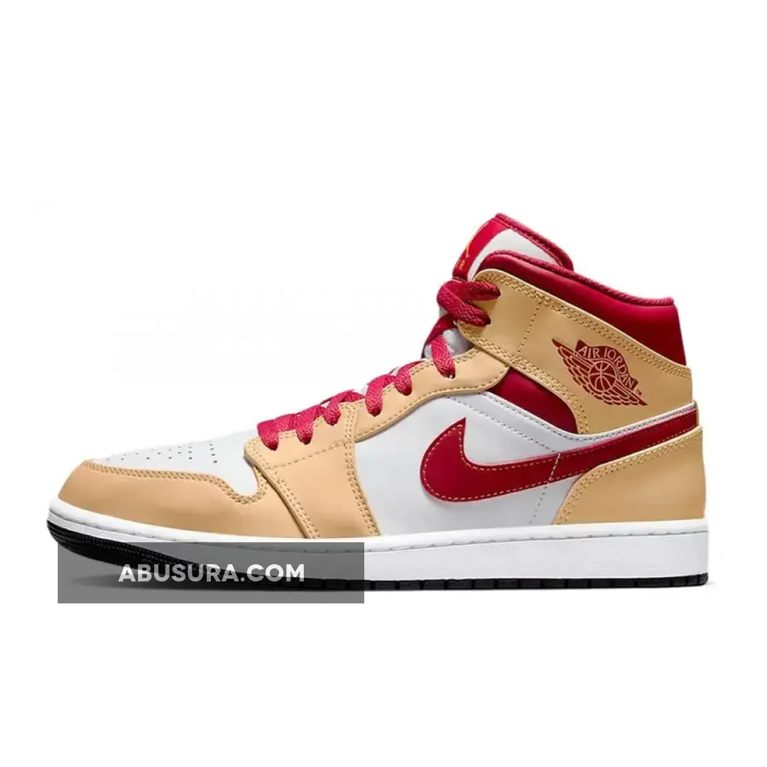 Air Jordan 1 Mid Beige Cardinal Red 554724-201 For Sale