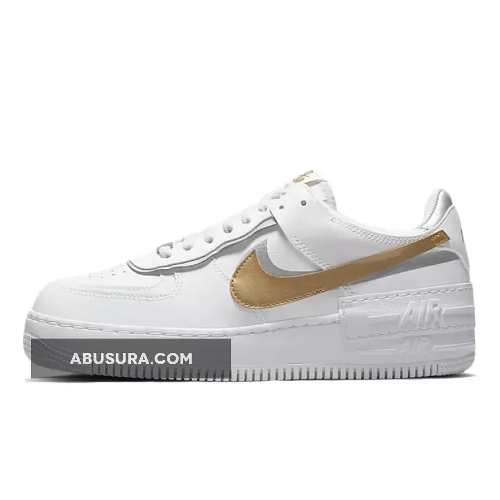 Nike Air Force 1 Shadow White Metallic Gold DM3064-100 #women's air force 1 '07 white/obsidian